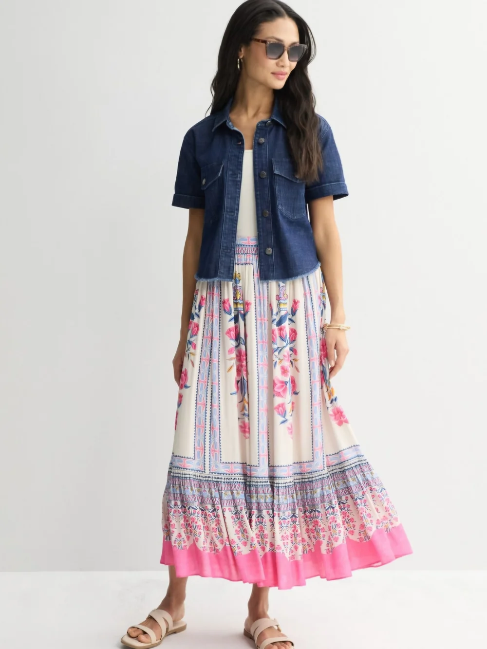 Farmers Market Pink Floral Boho Maxi Skirt | Size Small - NWT
